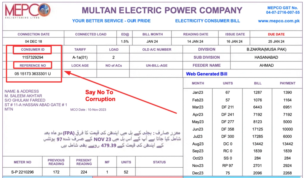Mepco bill