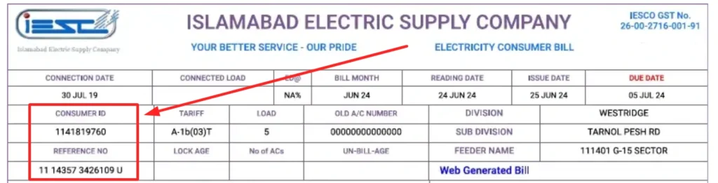 IESCO bill reference number